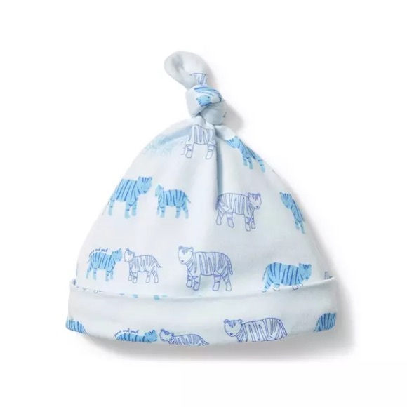 Janie and Jack Soft Blue Tiger Print Knot Beanie - Picture 1 of 1